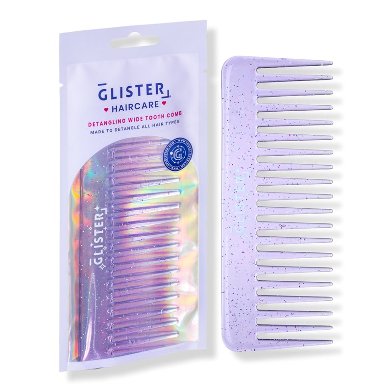 "Sparkle" Glitter-Infused Wide Tooth Detangling Comb - Purple