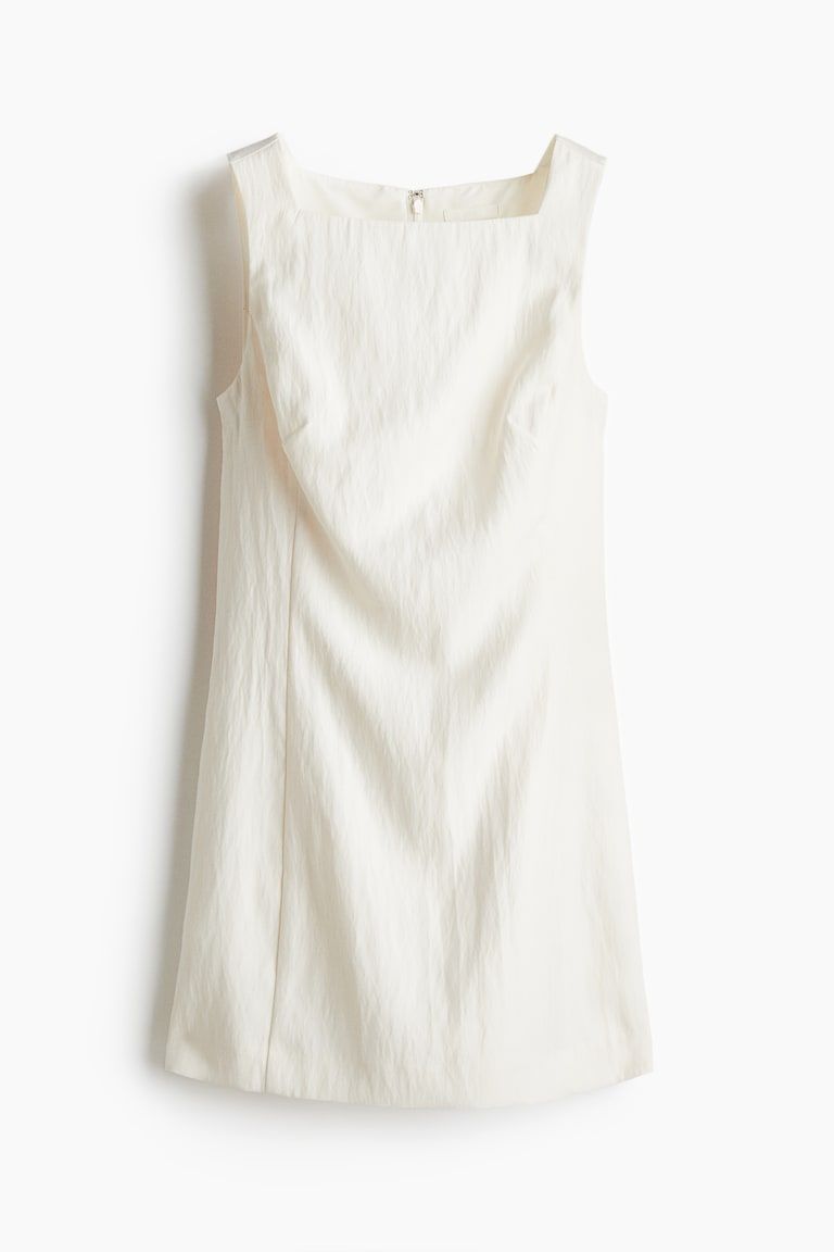 Square-Neck Twill Dress