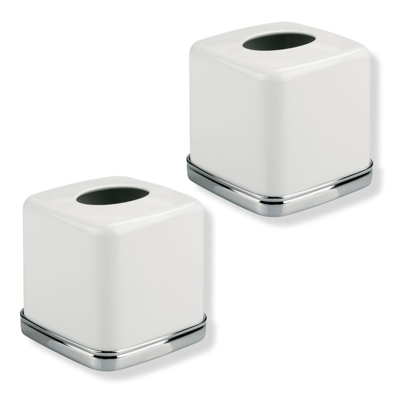 Square Tissue Box Cover for Bathroom - White