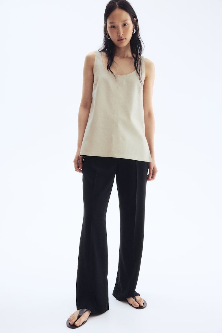 Straight-Leg Creased Pants