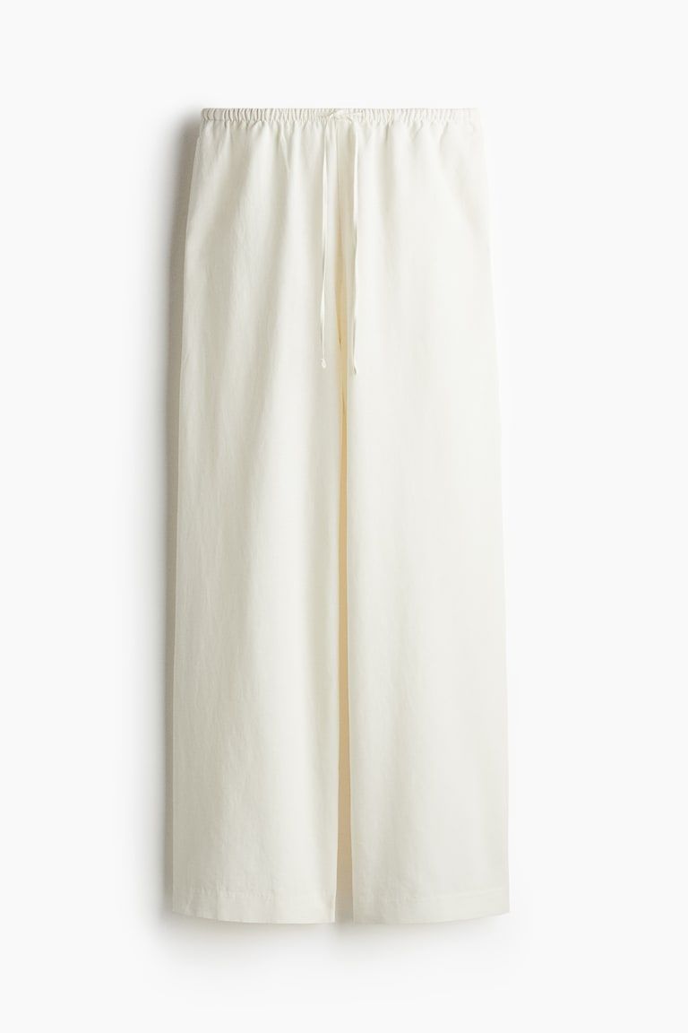 Straight-Leg Linen-Blend Pants