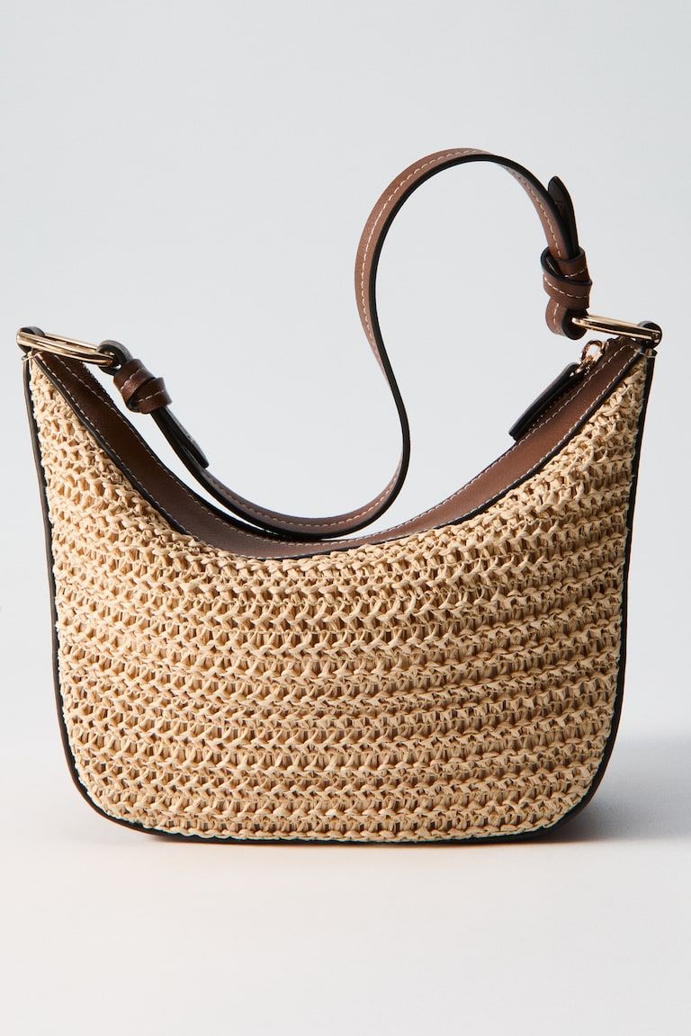 Straw-Detail Crossbody Bag