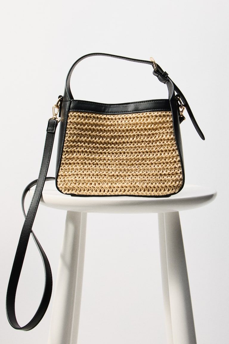 Straw-Detail Crossbody Bag
