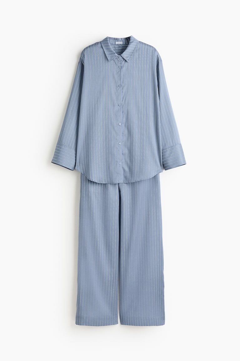 Striped Lyocell Satin Pajamas