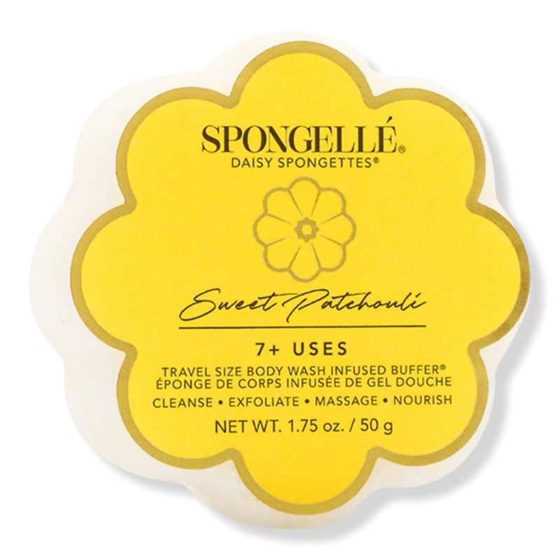Sweet Patchouli Daisy Spongette Built-In Body Wash & Bath Scrubber Travel Size 7+ Uses