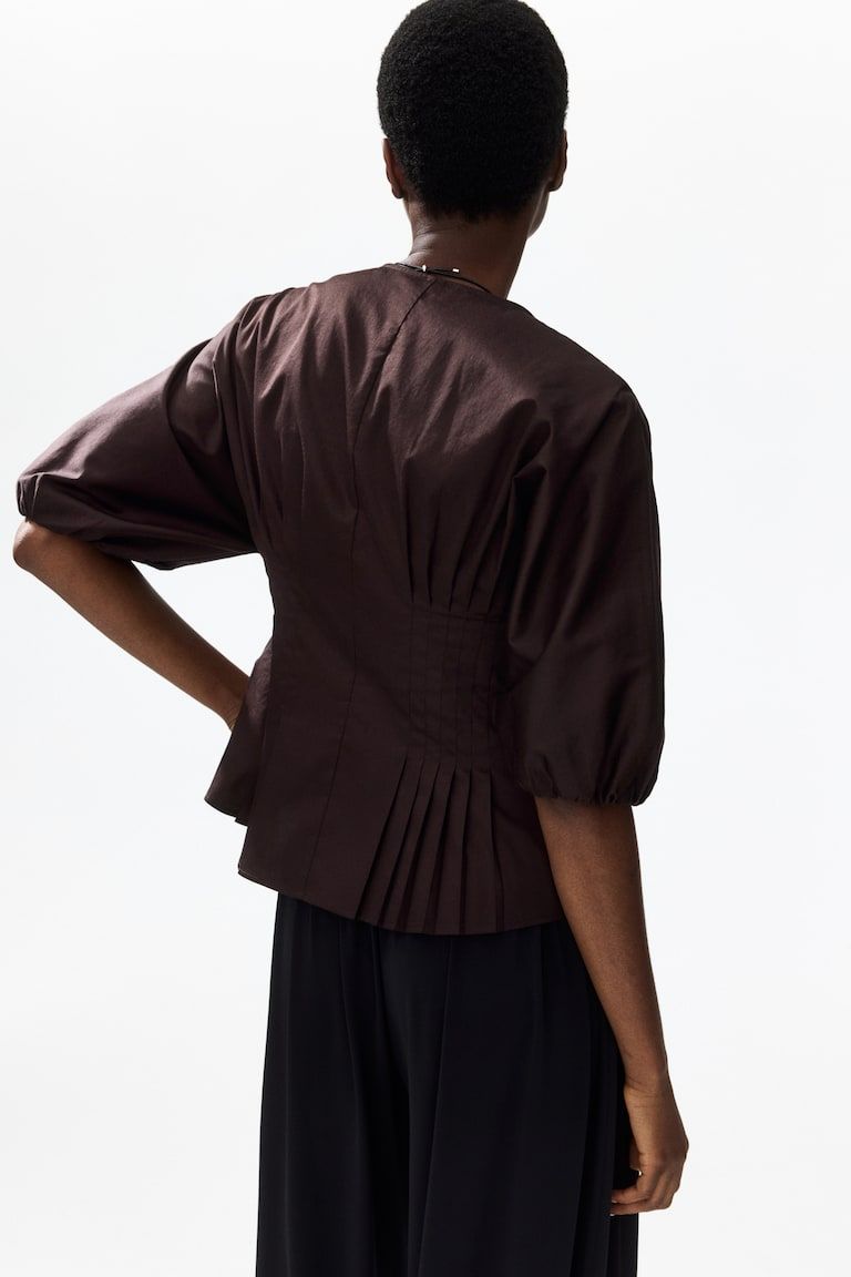 Tapered-Waist Cotton Blouse