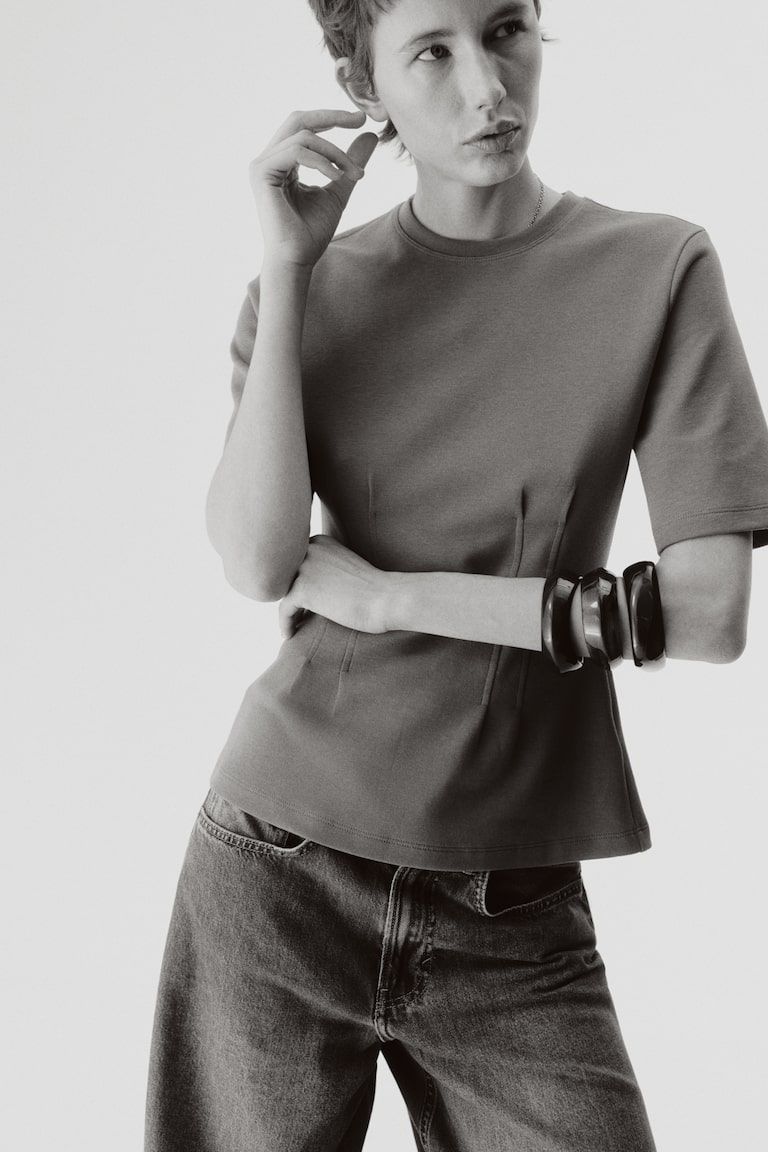 Tapered-Waist Interlock T-Shirt