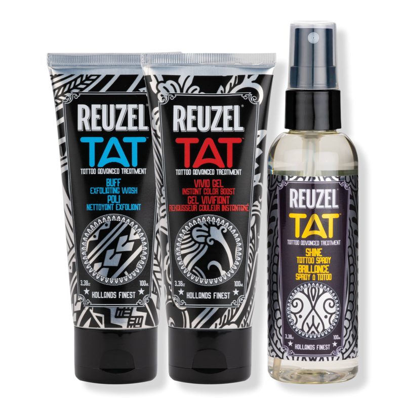 TAT Buff Exfoliating Cleanser, Vivid Tattoo Gel, & Shine Tattoo Spray Trio