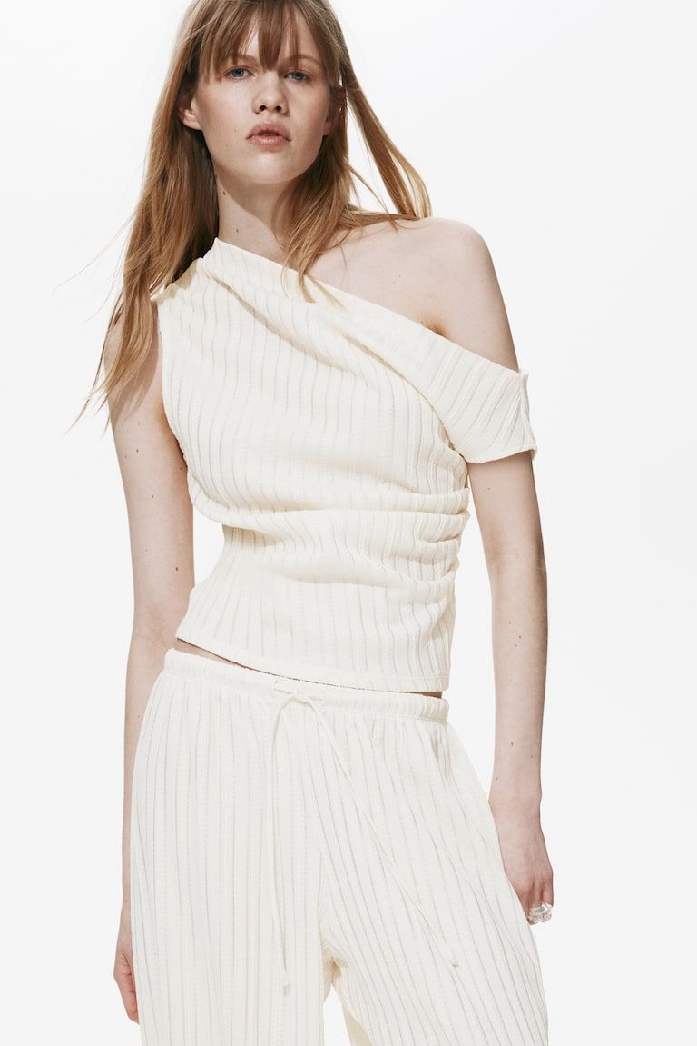 Textured One-Shoulder Top