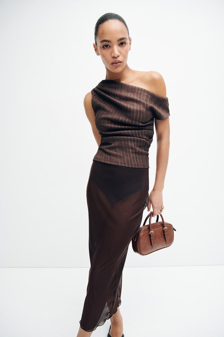 Textured One-Shoulder Top