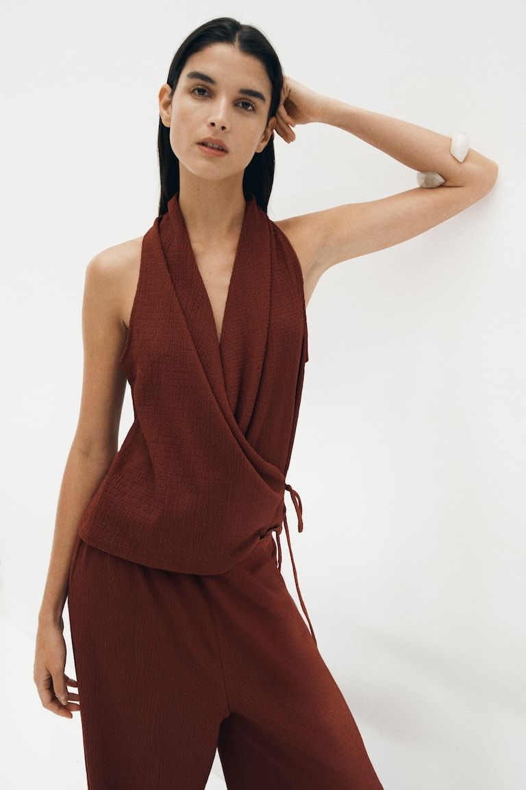 Textured Wrap Top