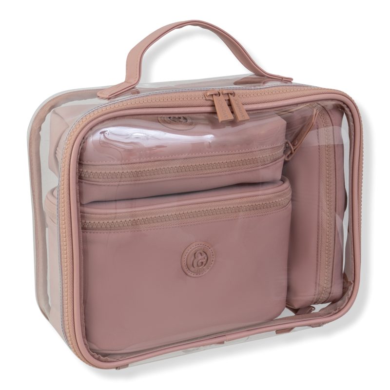 The Tonal Sport Nylon 4-Piece Clear Cosmetic Bag Set - Blush
