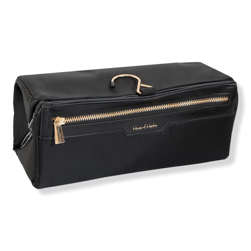 The Twill Nylon Double Compartment Hanging Toiletry Case - Black