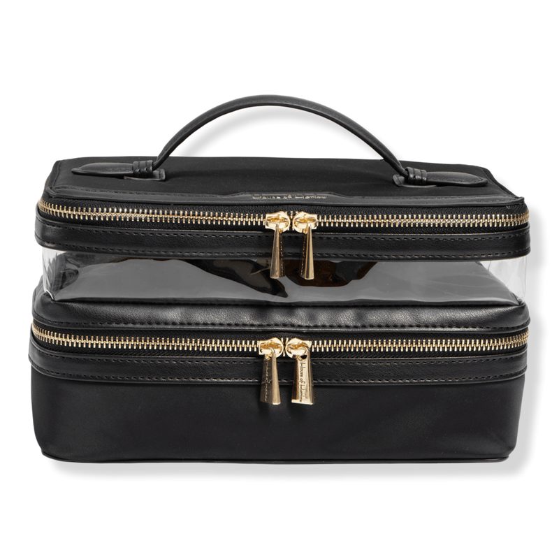 The Twill Nylon Double Compartment Toiletry Train Case - Black