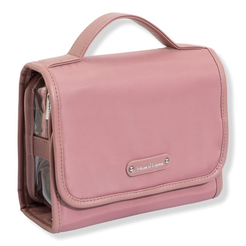 The Twill Nylon Multi-Compartment Hanging Toiletry Case - Buffed Pink