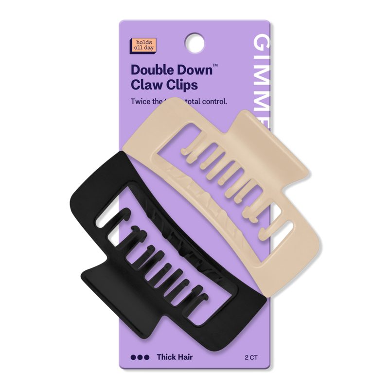 Thick Hair Double Teeth Rectangle Claw Clip - Blonde/Black