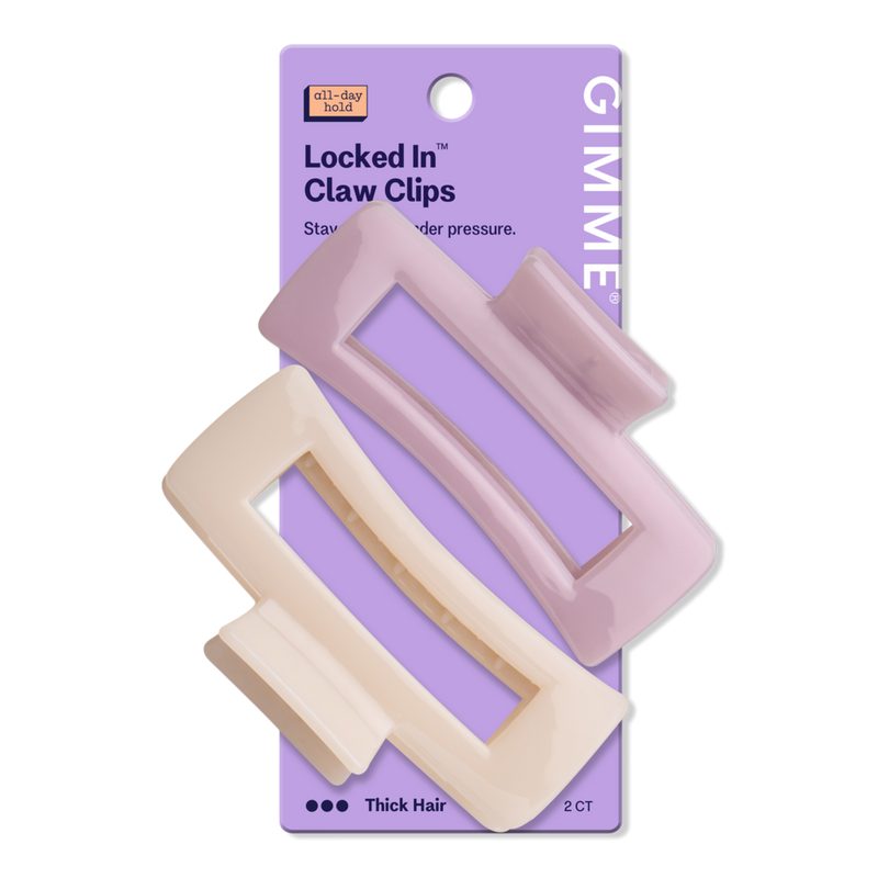 Thick Hair Rectangle Claw Clip - Purple/Cream