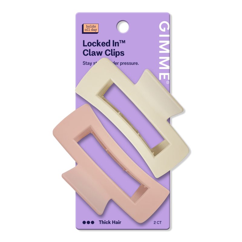 Thick Hair Rectangular Claw Clips - Tan & Pink