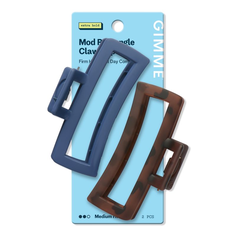 Thin Rectangle Claw Clip for Medium Hair - Navy/Tortoise