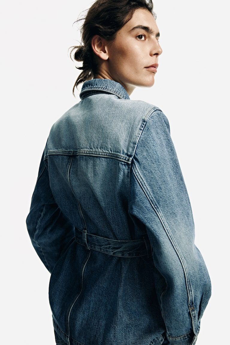 Tie-Belt Denim Jacket