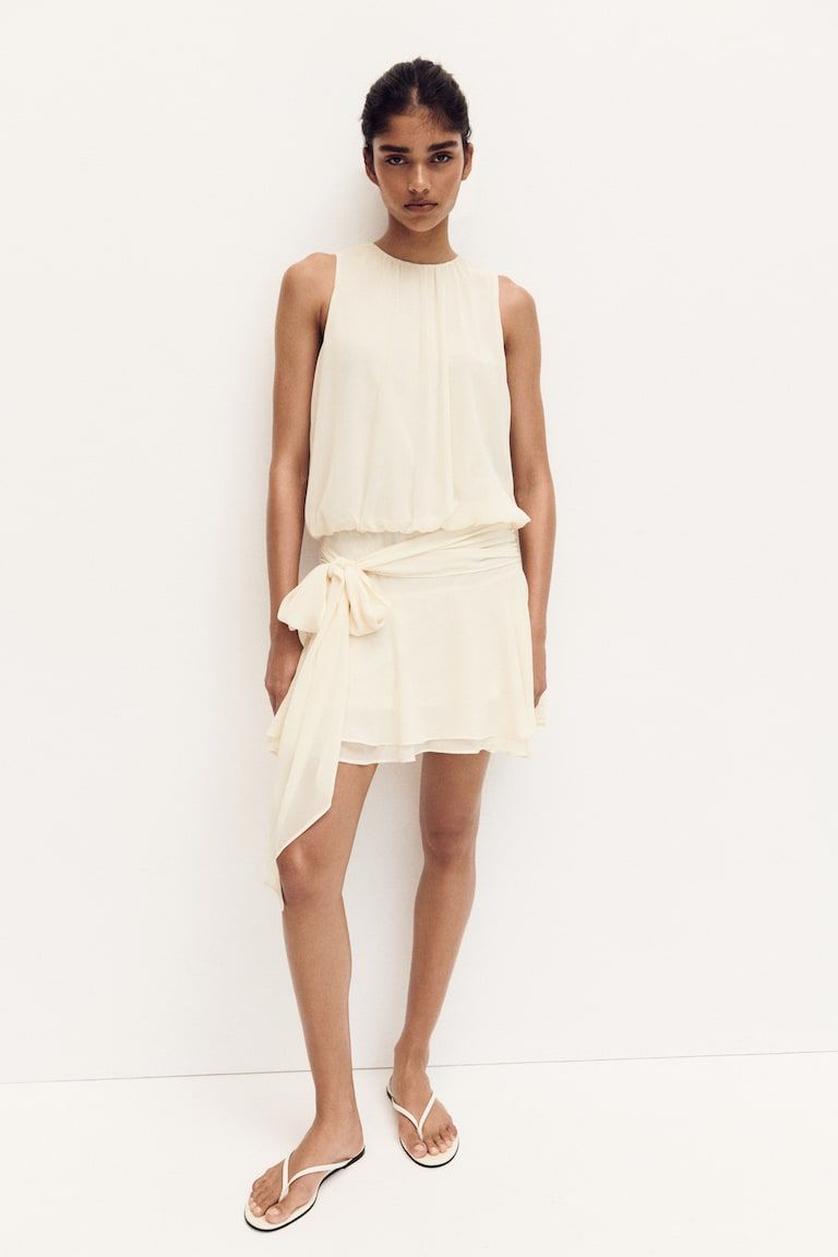 Tie-Detail Chiffon Dress