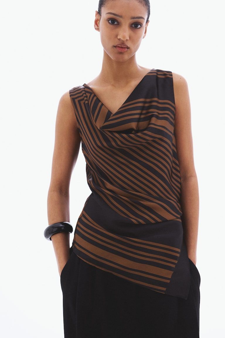 Tie-detail cowl-neck top