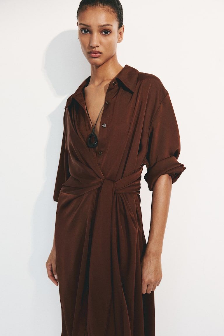 Tie-Detail Shirt Dress