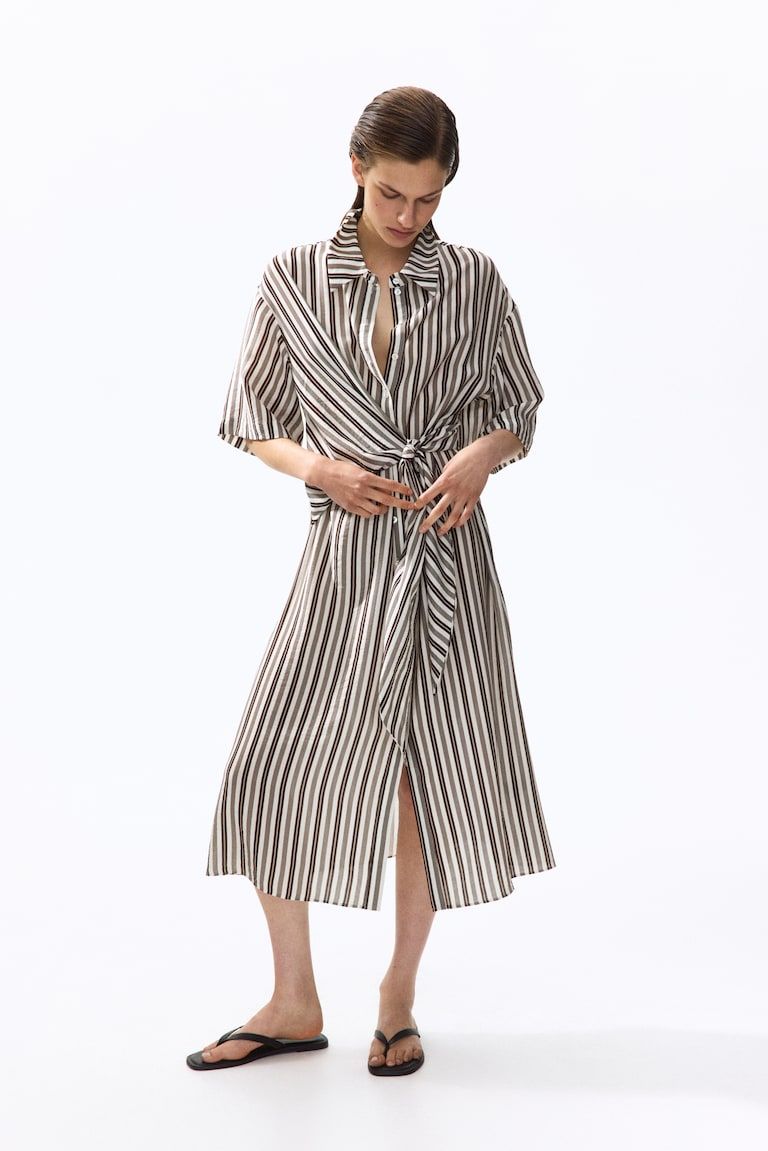 Tie-Detail Shirt Dress