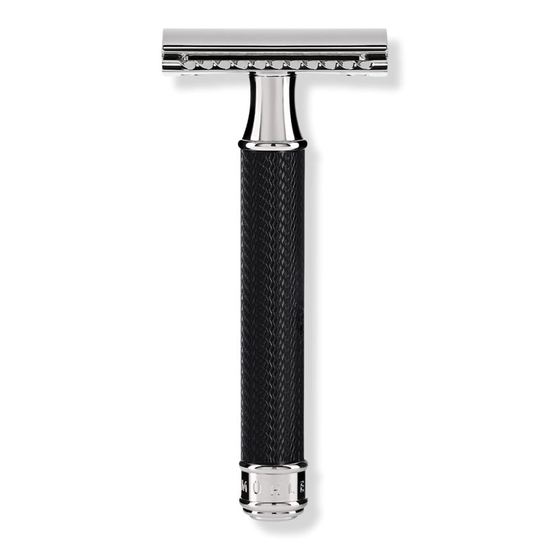 Traditional Chrome Safety Razor - Closed Comb - Black/Chrome