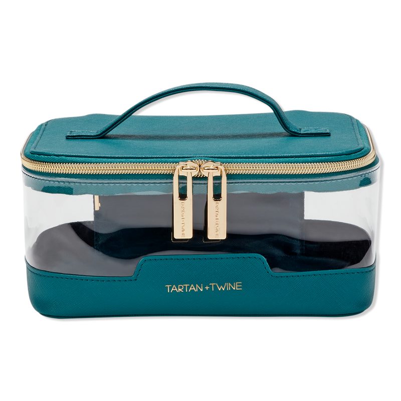 Transparent Teal Box Train Case