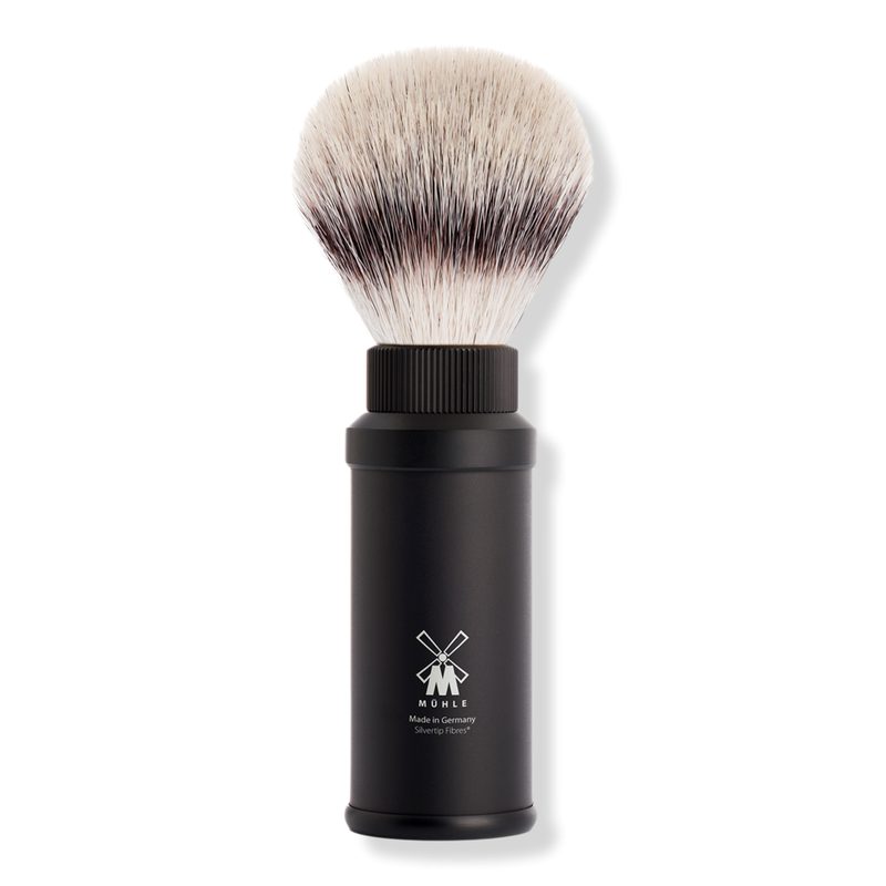 Travel Anodized Aluminum Silvertip Fiber Travel Shaving Brush - Black