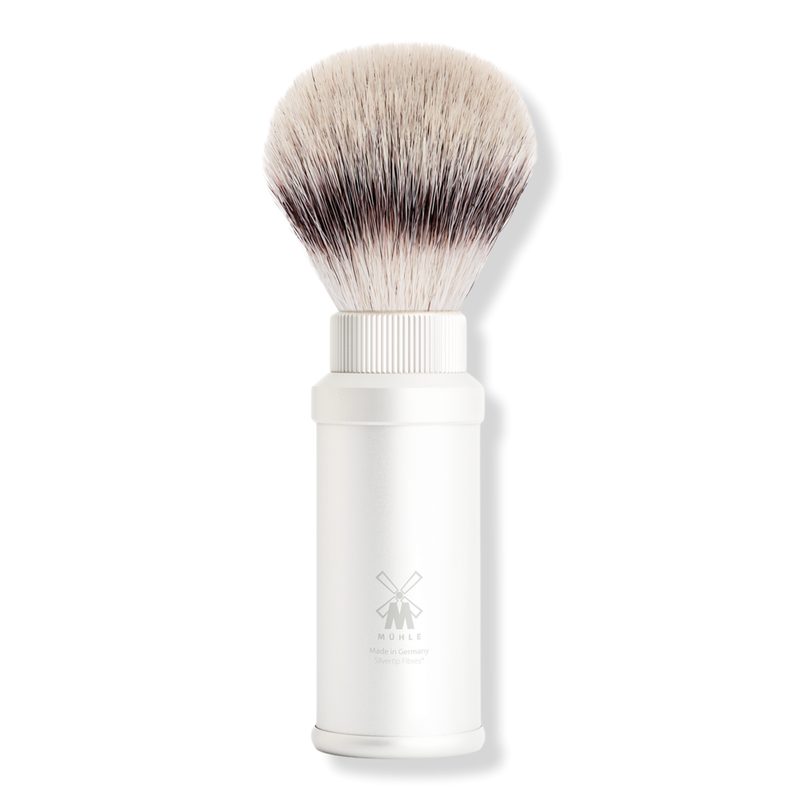 Travel Anodized Aluminum Silvertip Fiber Travel Shaving Brush - Silver