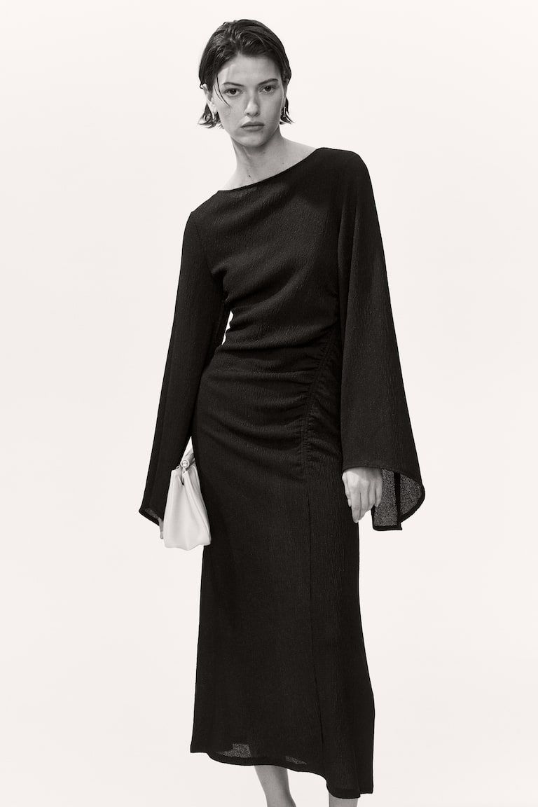 Trumpet-Sleeved Jersey Dress