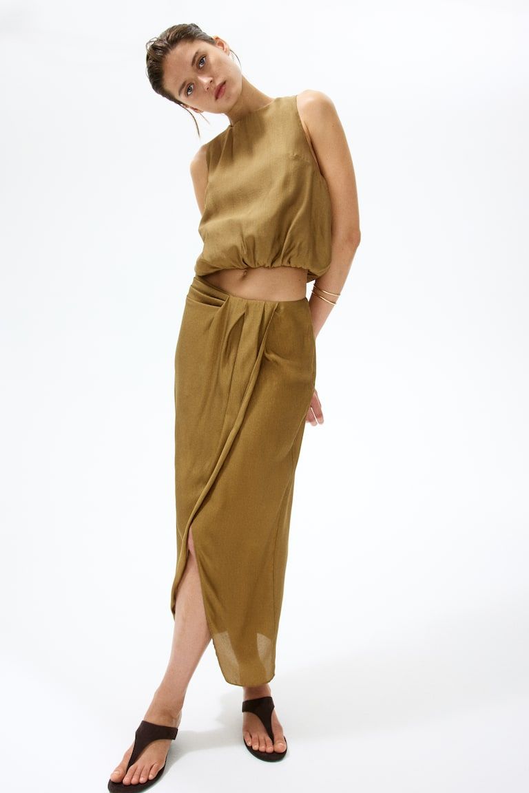 Twist-Detail Wrap Skirt