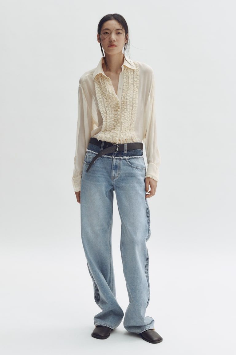 Two-Tone Straight-Leg Jeans