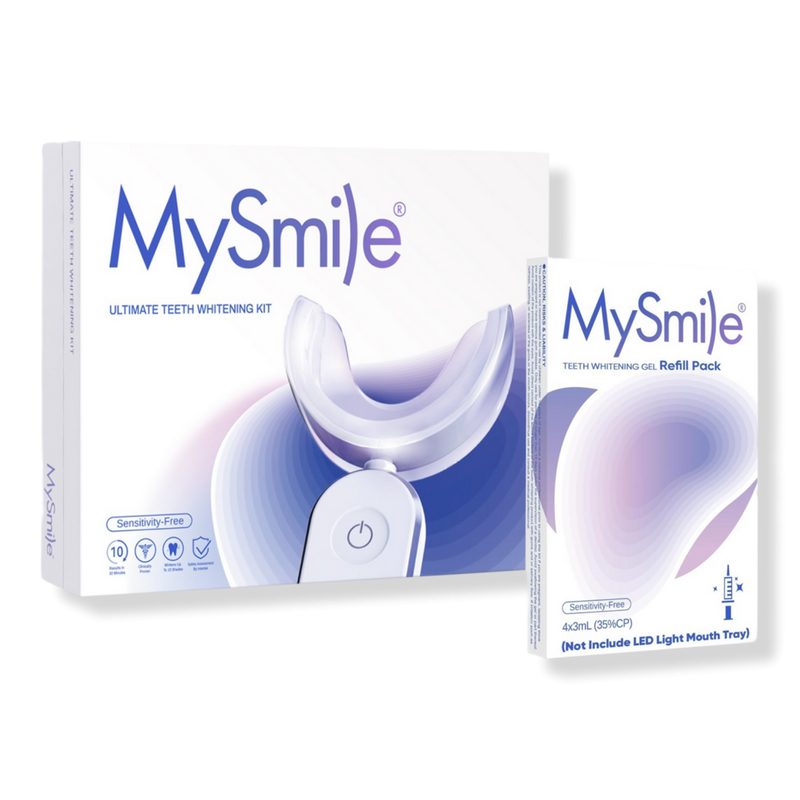 Ultimate Teeth Whitening Kit with Enamel Strengthening Gel + Extra Gel Refill Pack Bundle