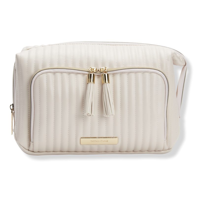 Vertical Quilted Double-Zip Toiletry Bag