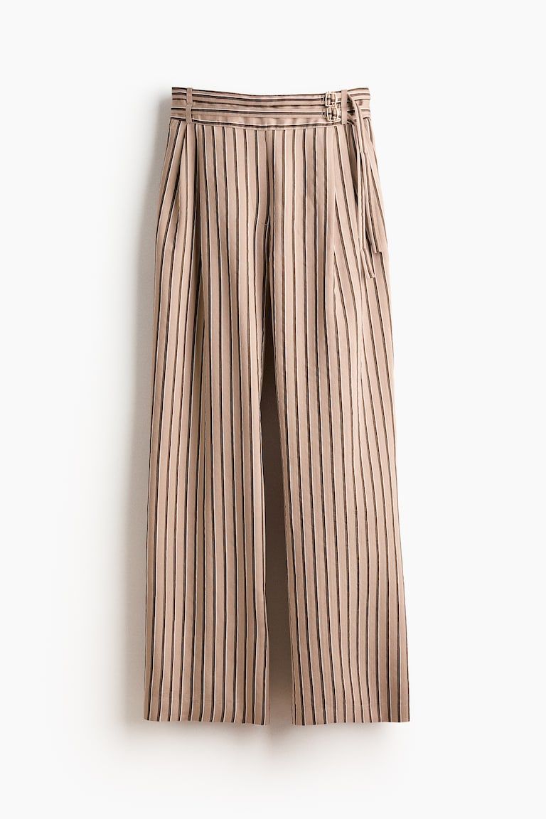 Viscose-Blend Pants with Belt