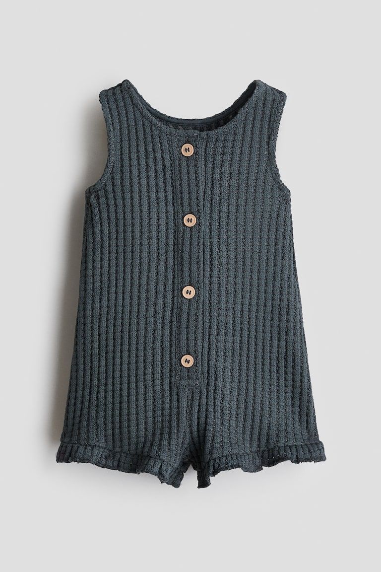 Waffle-Knit Romper Suit