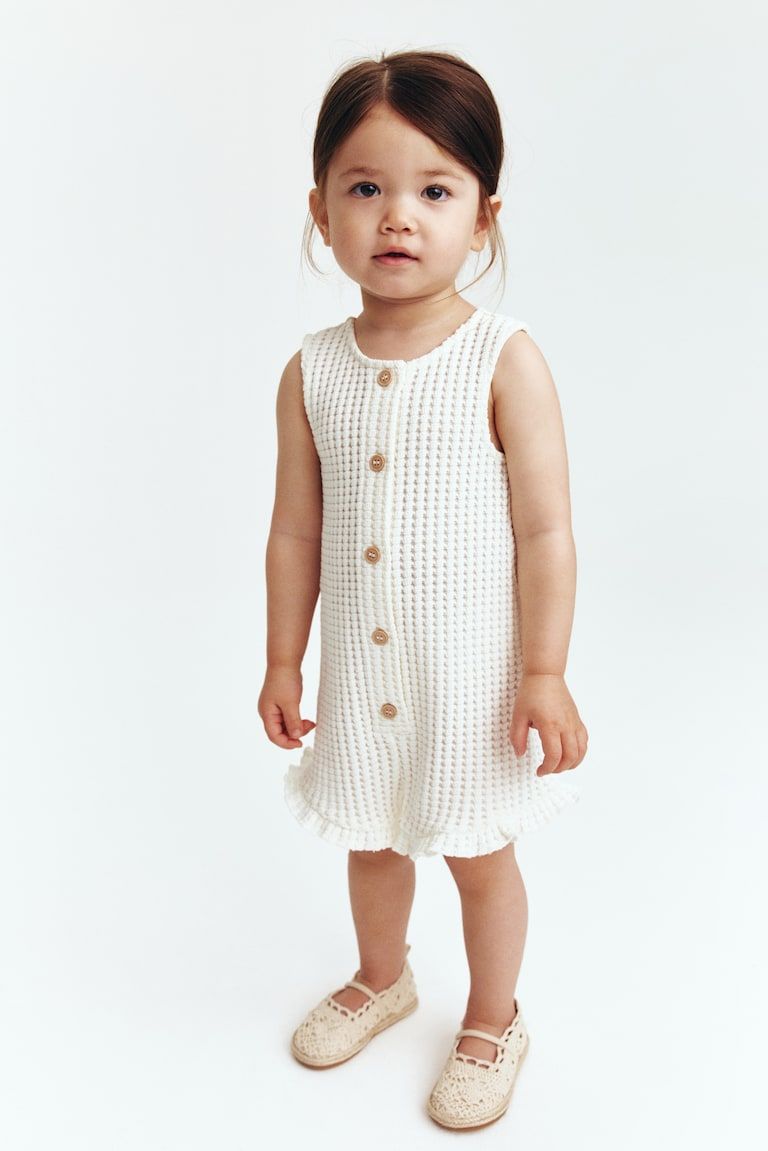 Waffle-Knit Romper Suit