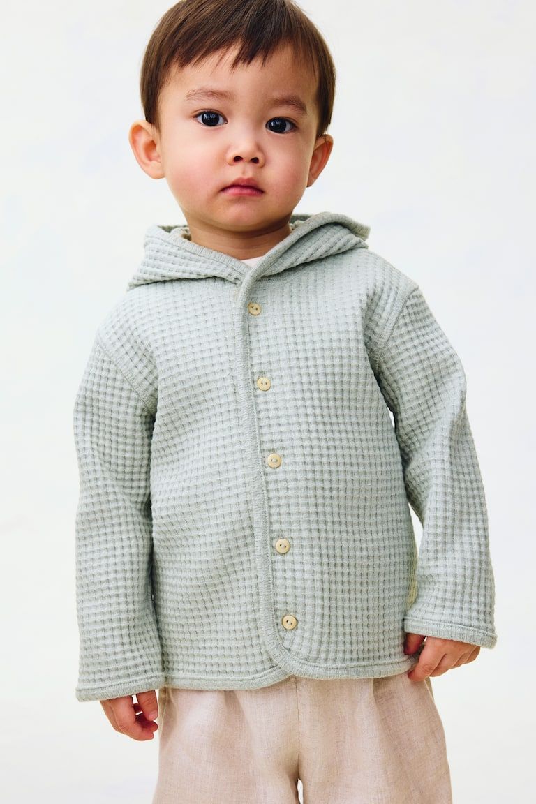 Waffled Cotton Cardigan