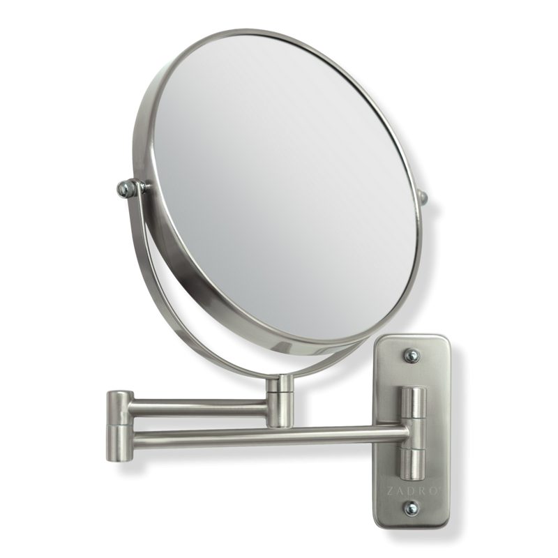 Wall Mounted Makeup Mirror with 8X/1X Magnification - Satin Nickel