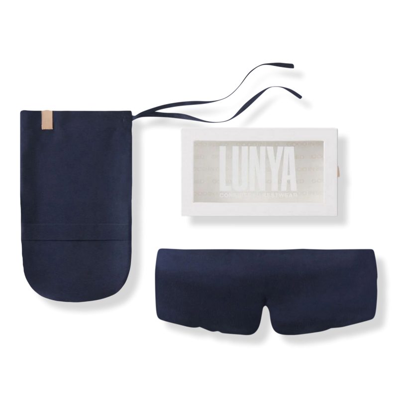 Washable Silk Weighted Sleep Mask - Deep Blue - Large