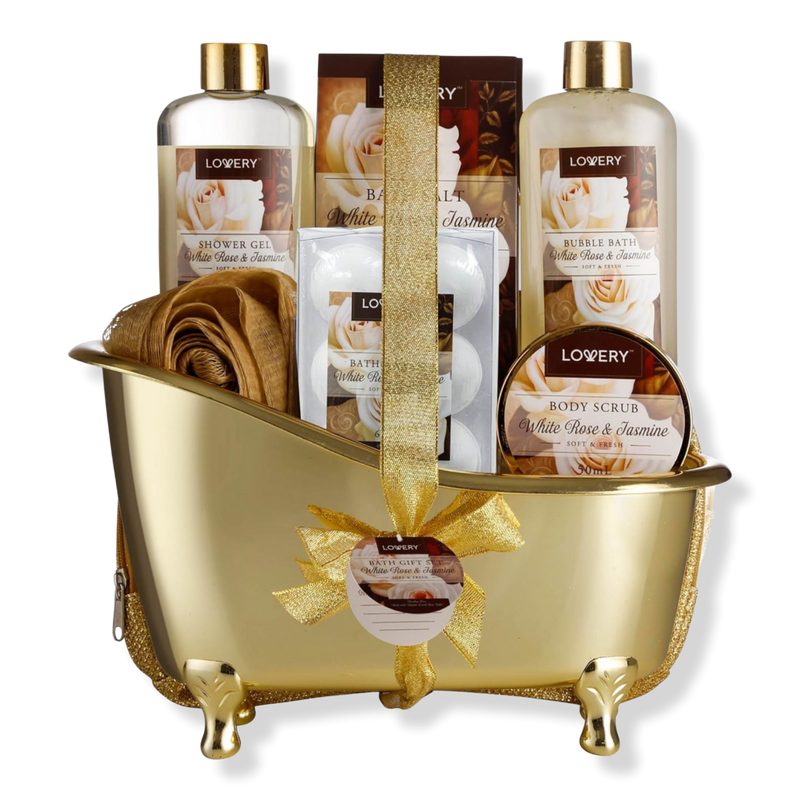 White Rose & Jasmine Home Spa Gift Basket
