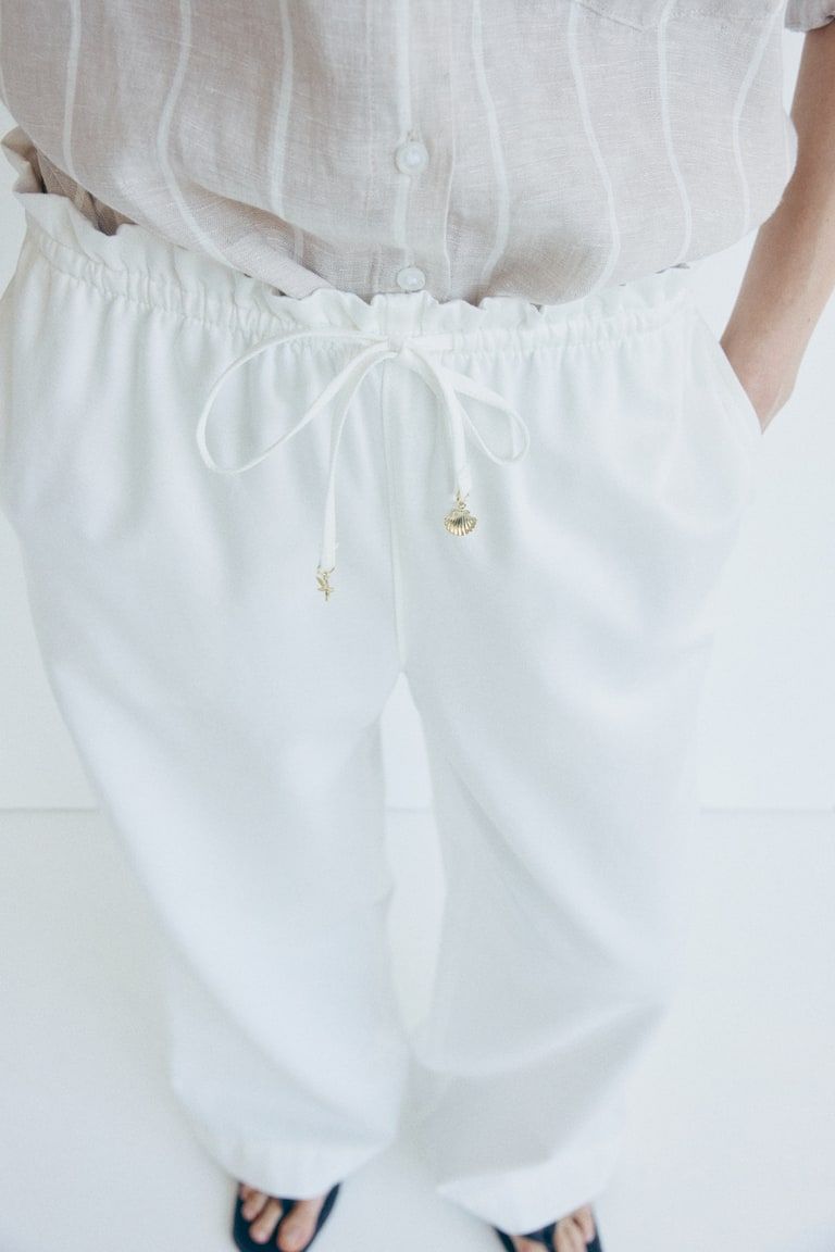 Wide-Cut Paper-Bag Pants