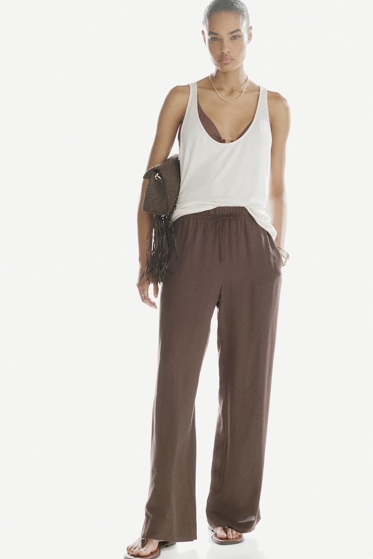 Wide-cut Pull-on Pants