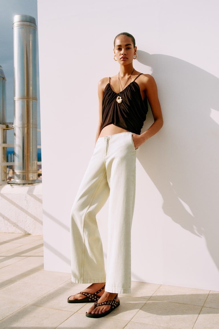 Wide-Leg Denim Pants