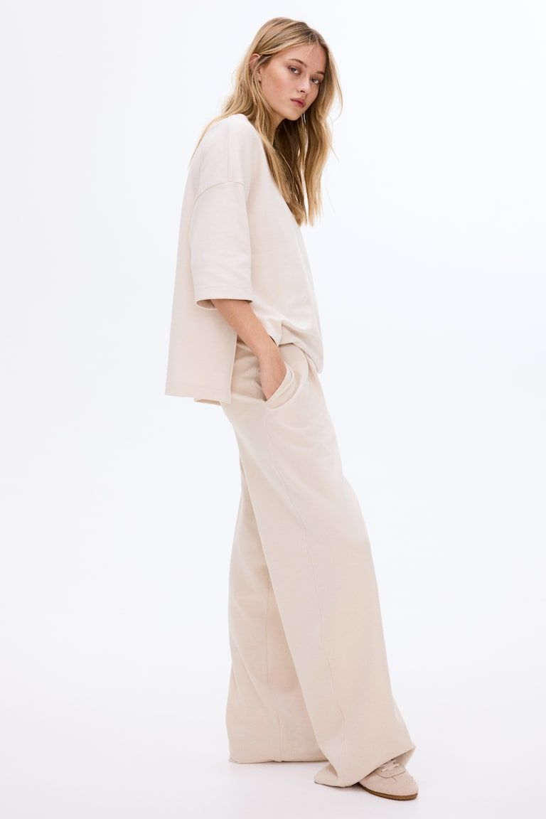 Wide-Leg Interlock Joggers