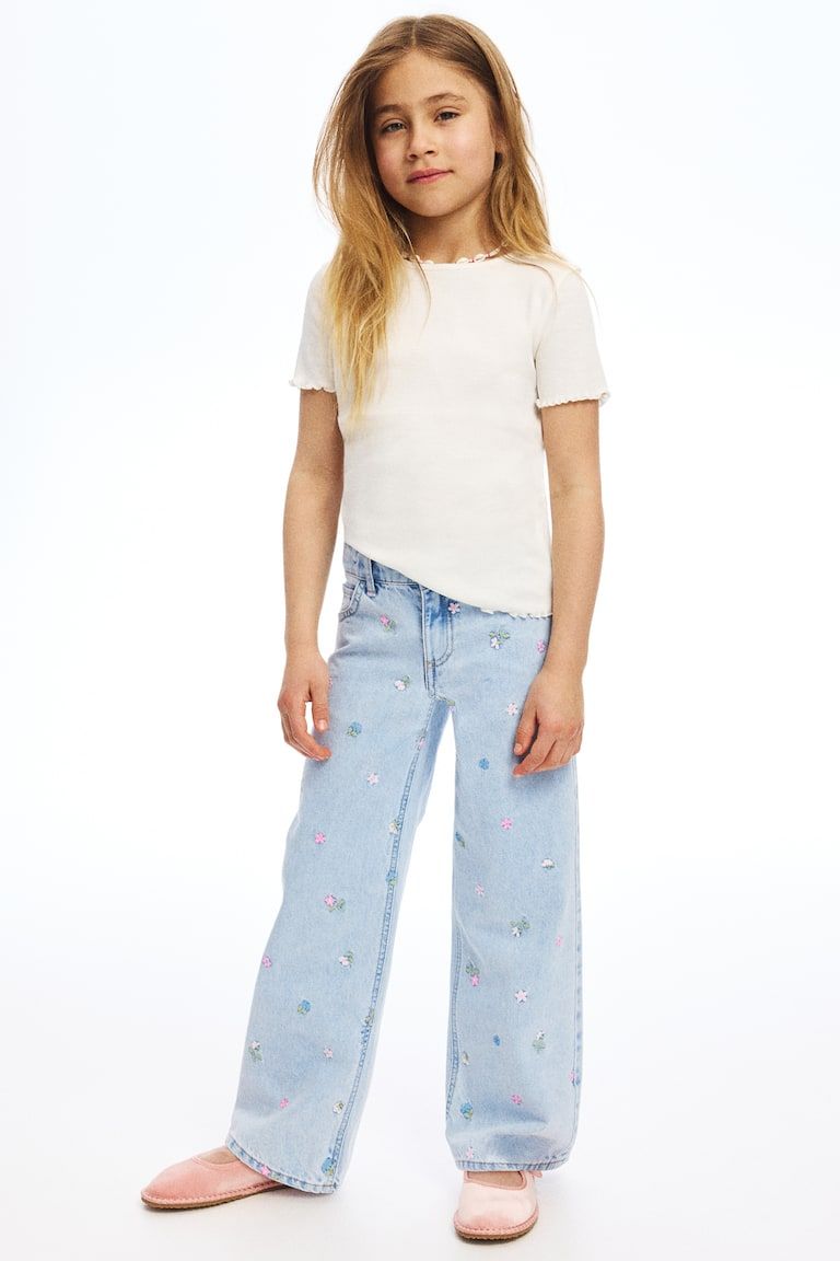 Wide-Leg Jeans with Motif