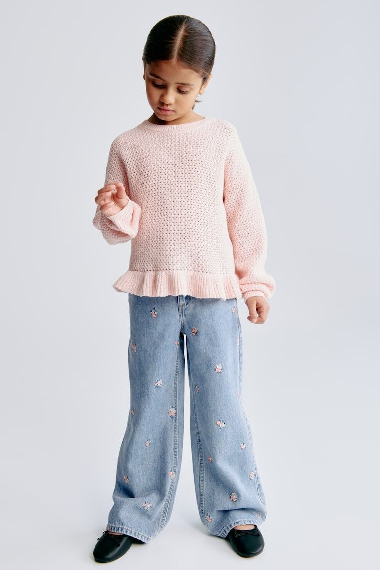 Wide-Leg Jeans with Motif Details